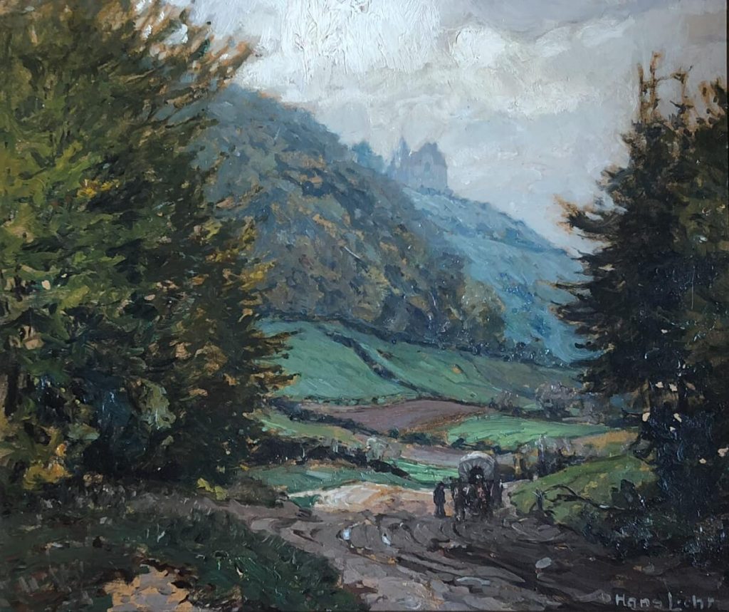 Forstweg mit Blick auf die Schwalenburg, Hans Licht (ca. 1920)